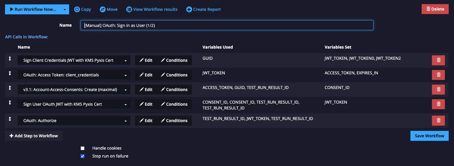 Multi-step user auth workflow whose final OAuth Authorize step produces the URL a user opens in the browser to sign in