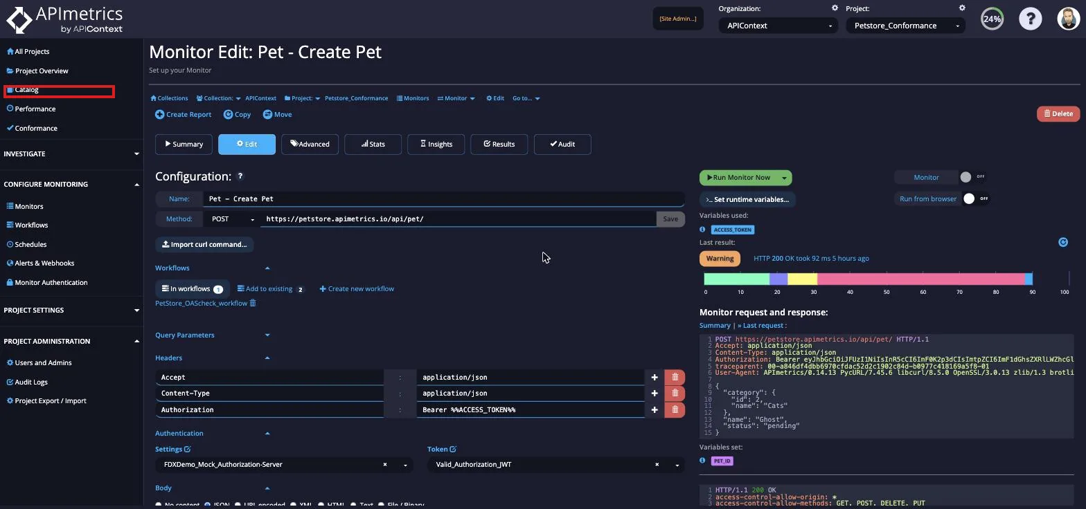 Sidebar with Catalog highlighted under the Analytics and Reporting section