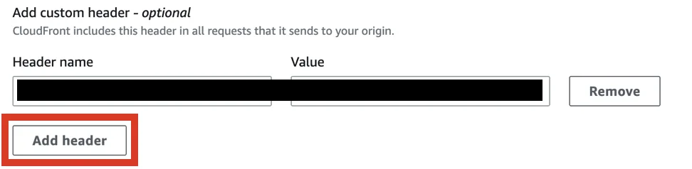 Add custom header section with the Add header button highlighted